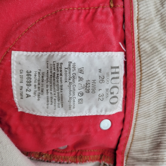 Hugo Boss flare courdoroy tan pants size 26 - Picture 4 of 4